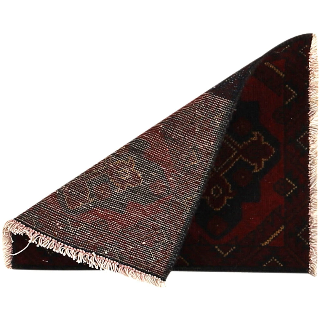 Red Afghan Oriental Doormat 1' 5" x 1' 9" Hand-Knotted | No. AL45814