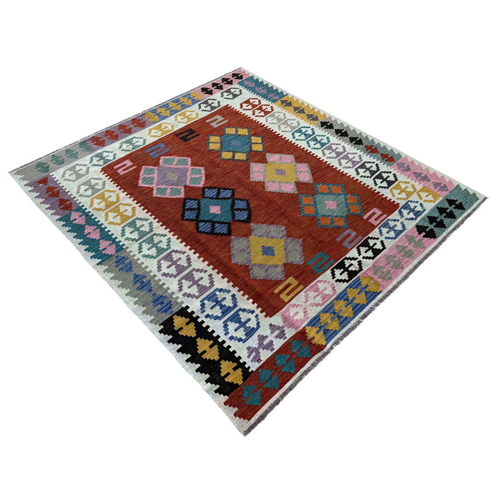 Afghan Vegetable Kilim Rug 6' 7" x 9' 9" Flat-Weave | No. AL45821