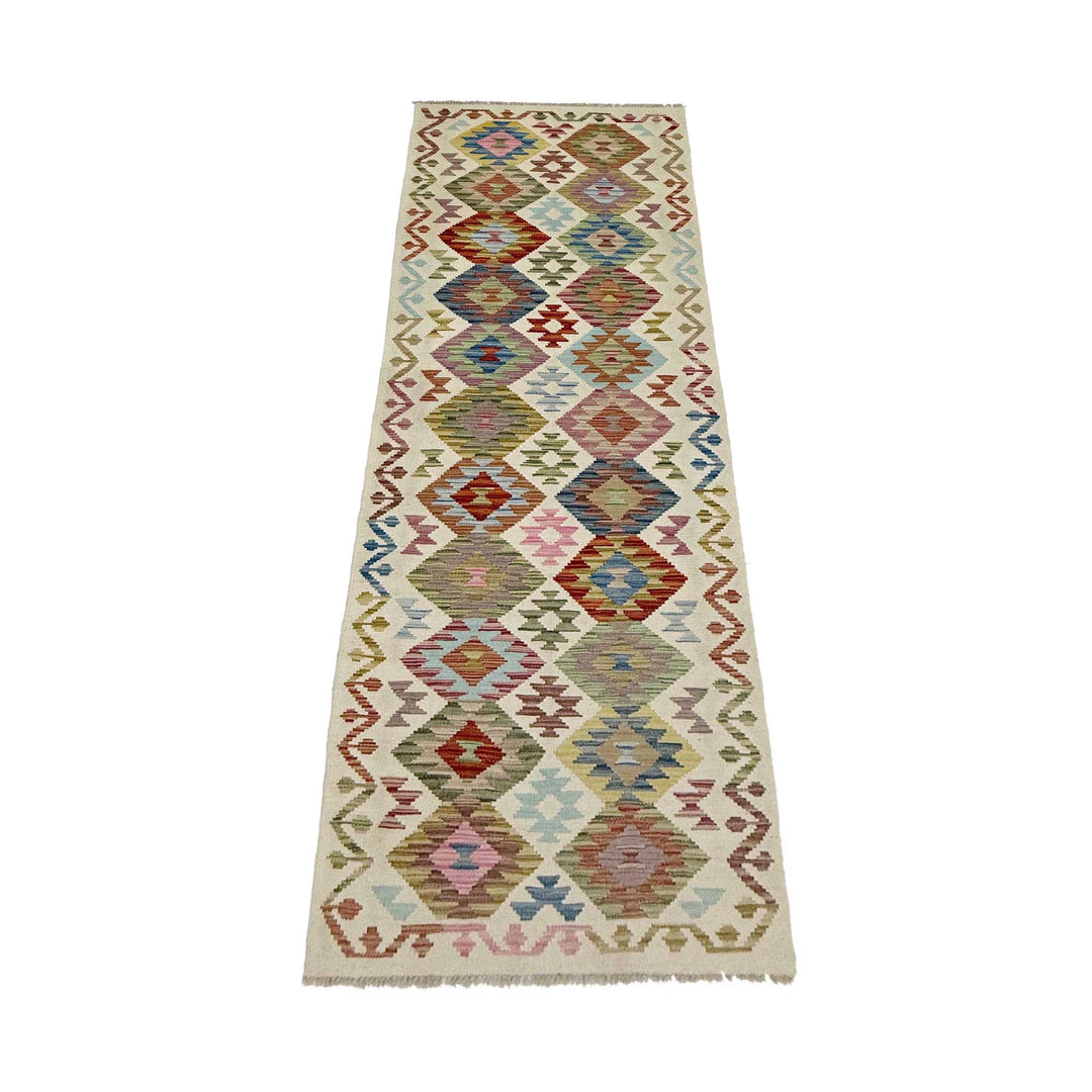 Afghan Vegetable Kilim Rug 2' 7" x 9' 9" Flat-Weave | No. AL458486