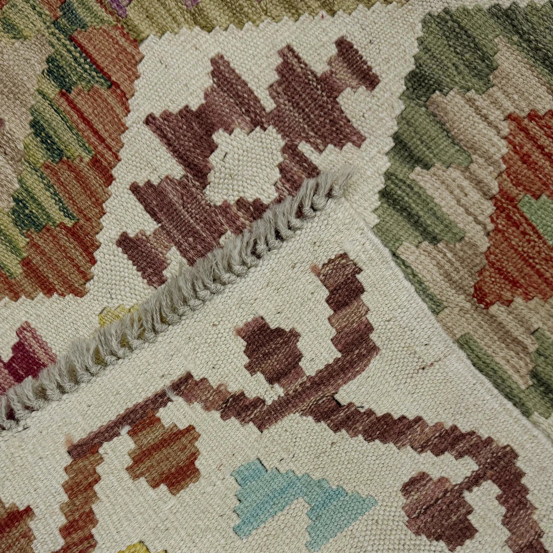 Afghan Vegetable Kilim Rug 2' 7" x 9' 9" Flat-Weave | No. AL458486