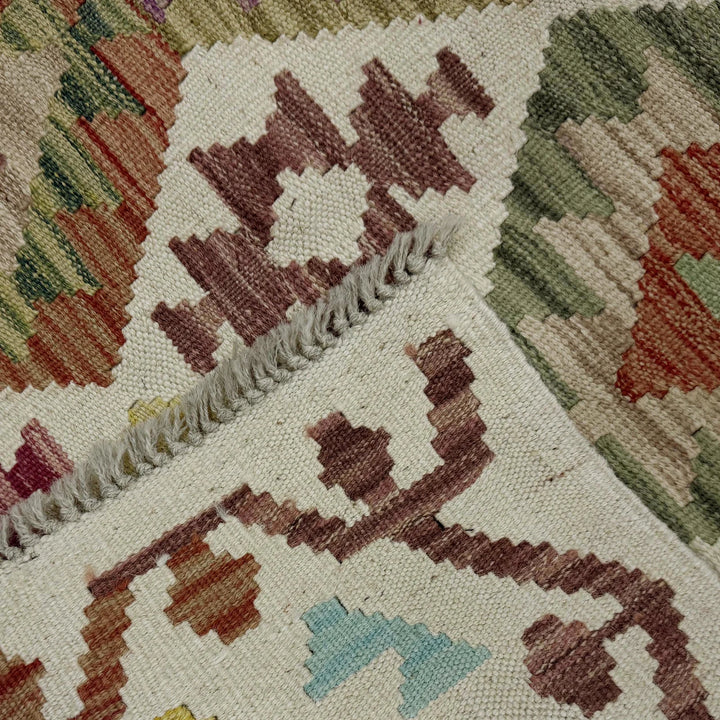 Afghan Vegetable Kilim Rug 2' 7" x 9' 9" Flat-Weave | No. AL458486