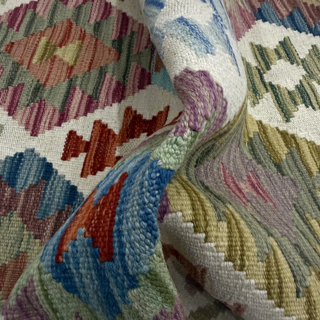 Afghan Vegetable Kilim Rug 2' 7" x 9' 9" Flat-Weave | No. AL458486