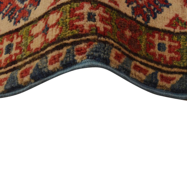 Blue Afghan Kazak Rug 3' 4" x 4' 9" Hand-Knotted | No. AL45869