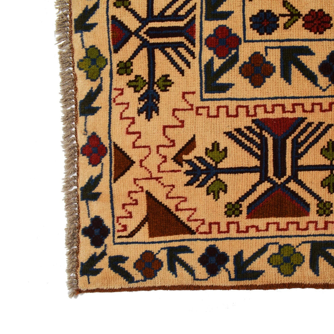 Tan Afghan Kohistani Rug 6' 7" x 9' 3" Hand-Knotted | No. AL45950