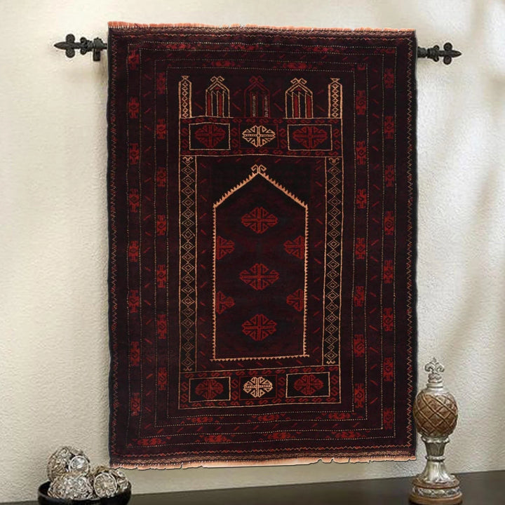 Afghan Prayer Rug 2' 9" x 4' 11" Hand-Knotted | No. AL46030