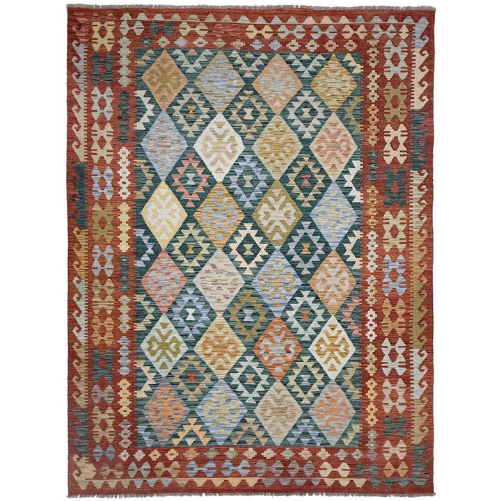 Afghan Kilim Rug 6' 8" x 9' 6" Flat-Weave | No. AL46122
