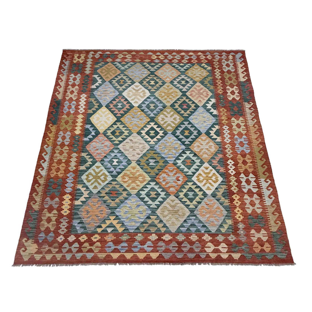 Afghan Kilim Rug 6' 8" x 9' 6" Flat-Weave | No. AL46122