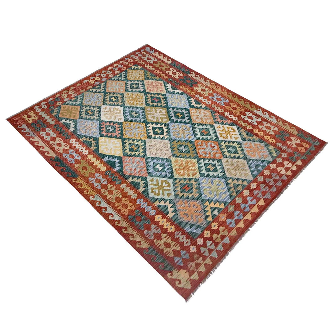 Afghan Kilim Rug 6' 8" x 9' 6" Flat-Weave | No. AL46122
