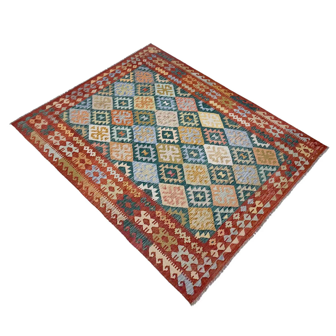 Afghan Kilim Rug 6' 8" x 9' 6" Flat-Weave | No. AL46122