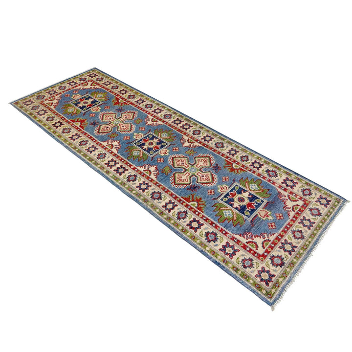 Blue Afghan Kazak Rug 2' 0" x 6' 0" Hand-Knotted | No. AL46124