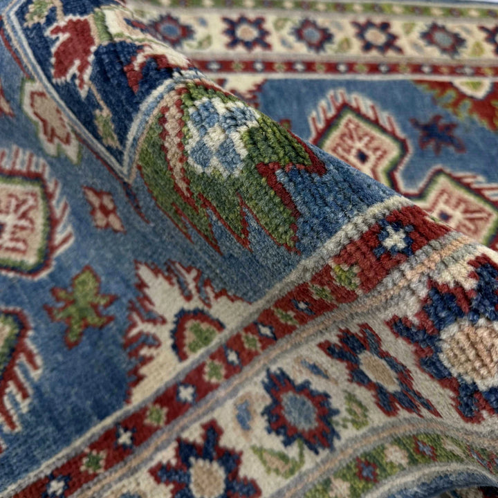 Blue Afghan Kazak Rug 2' 0" x 6' 0" Hand-Knotted | No. AL46124