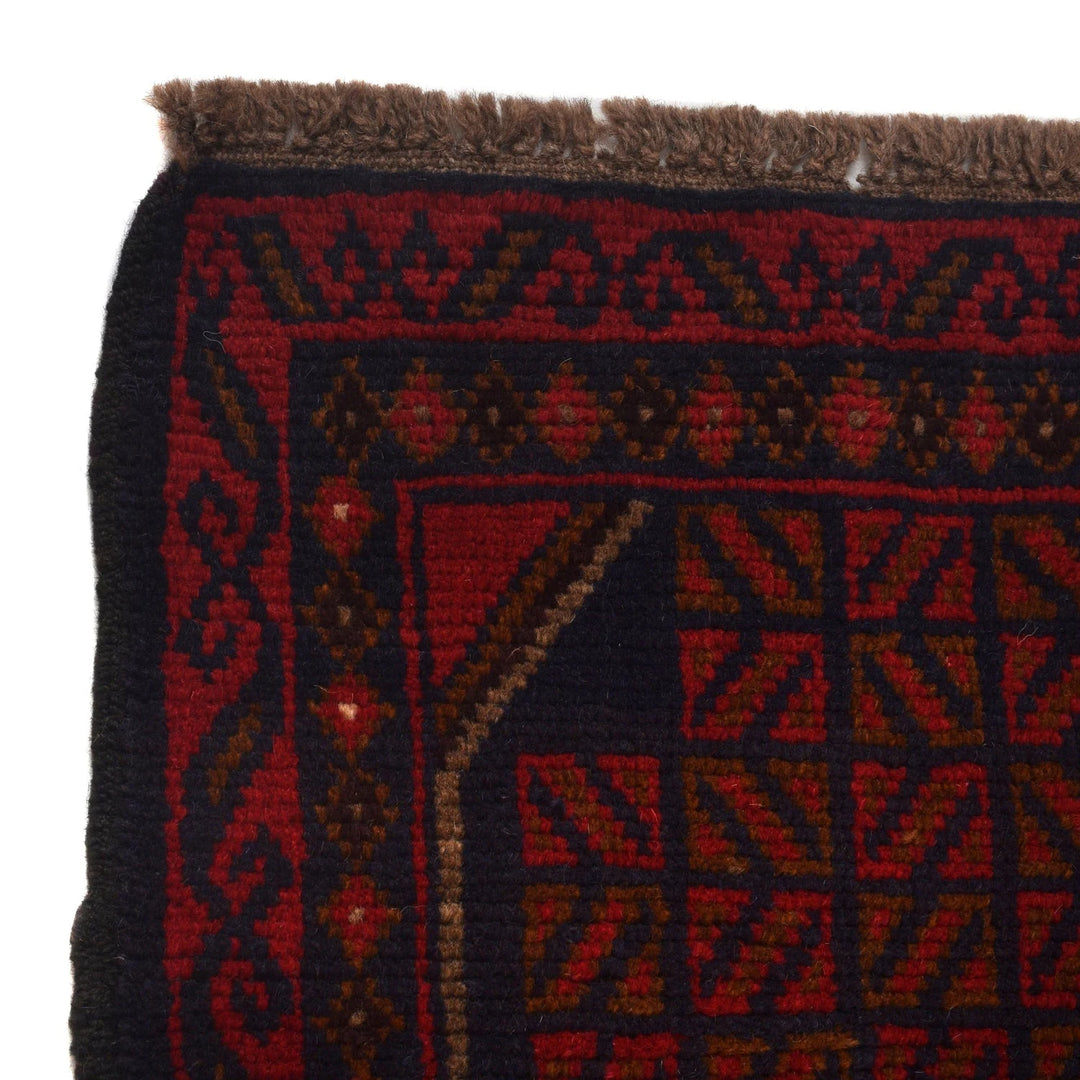 Red Afghan Baluchi Rug 3'10" x 5'10" Hand-Knotted | No. AL46157
