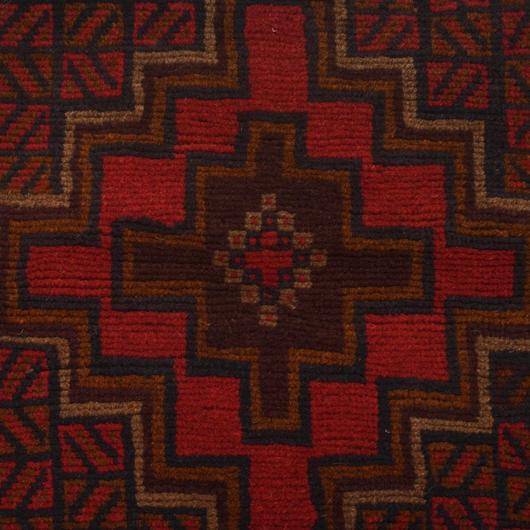 Red Afghan Baluchi Rug 3'10" x 5'10" Hand-Knotted | No. AL46157