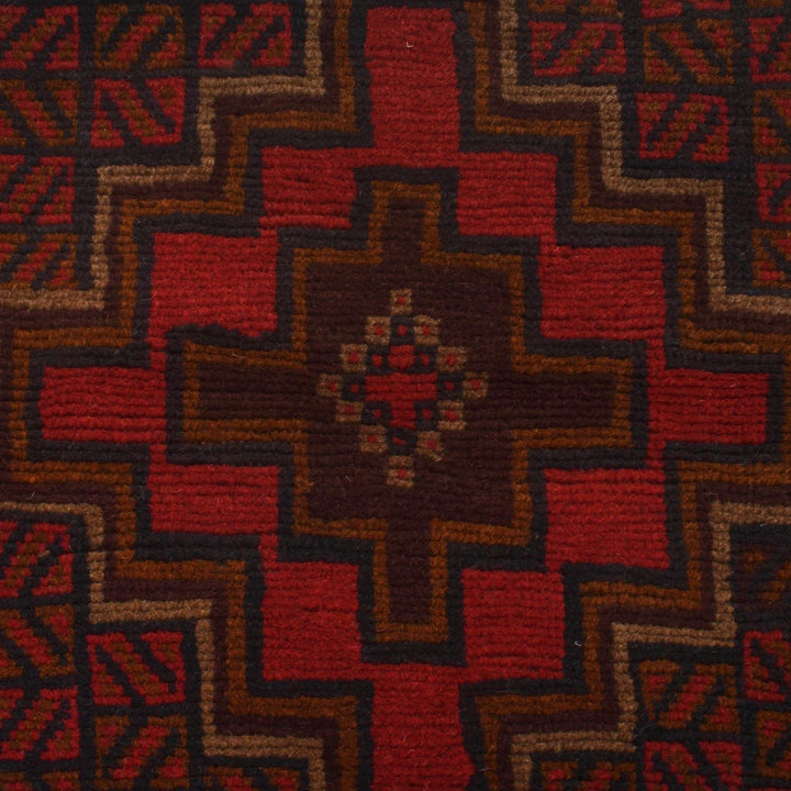 Red Afghan Baluchi Rug 3'10" x 5'10" Hand-Knotted | No. AL46157