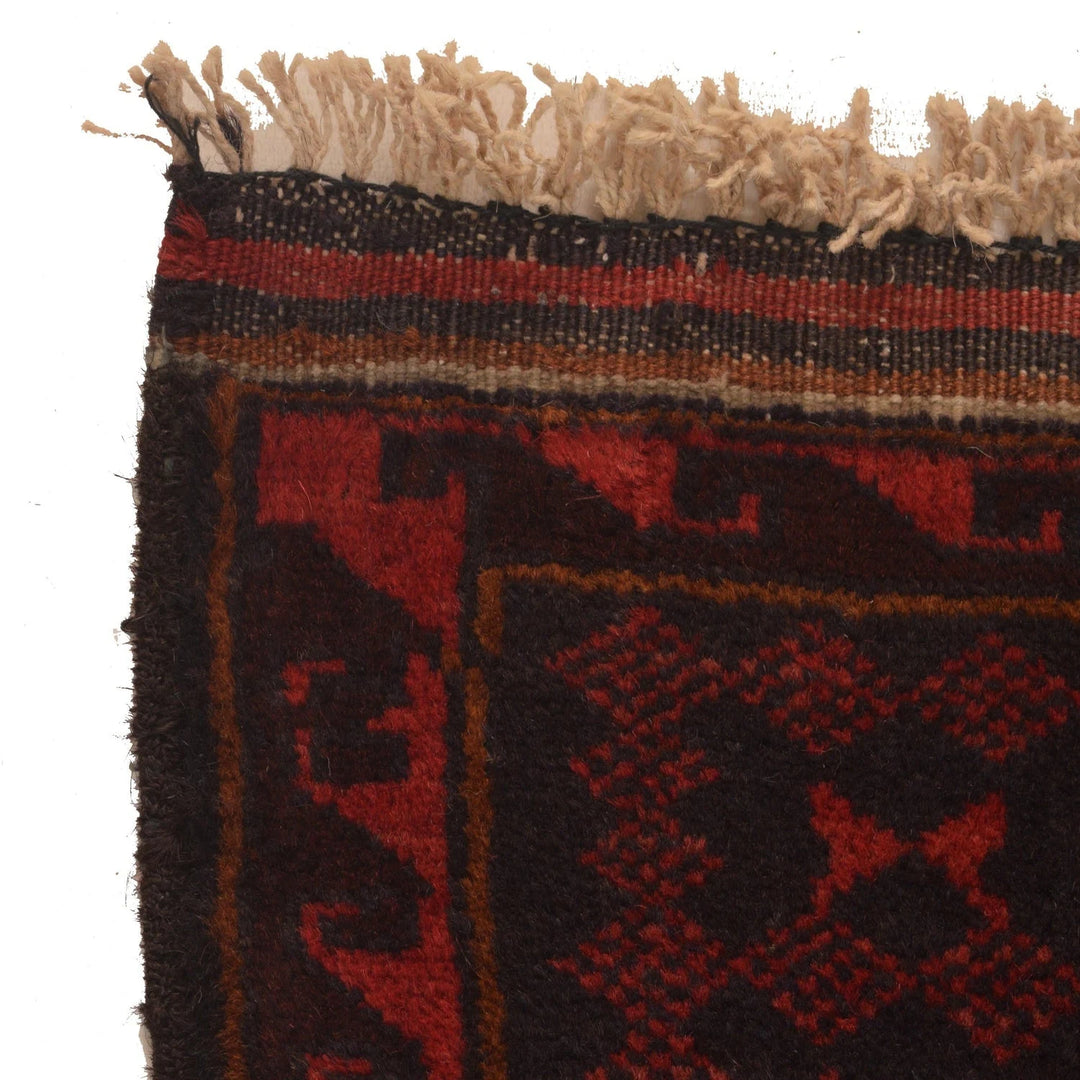 Red Afghan Baluchi Rug 3' 10" x 6' 4" Hand-Knotted | No. AL46160