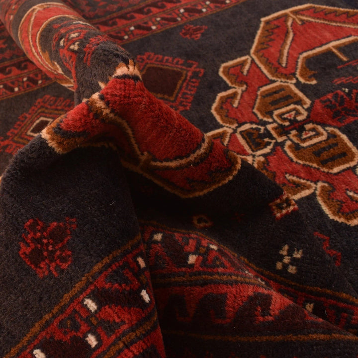 Red Afghan Baluchi Rug 3' 10" x 6' 4" Hand-Knotted | No. AL46160
