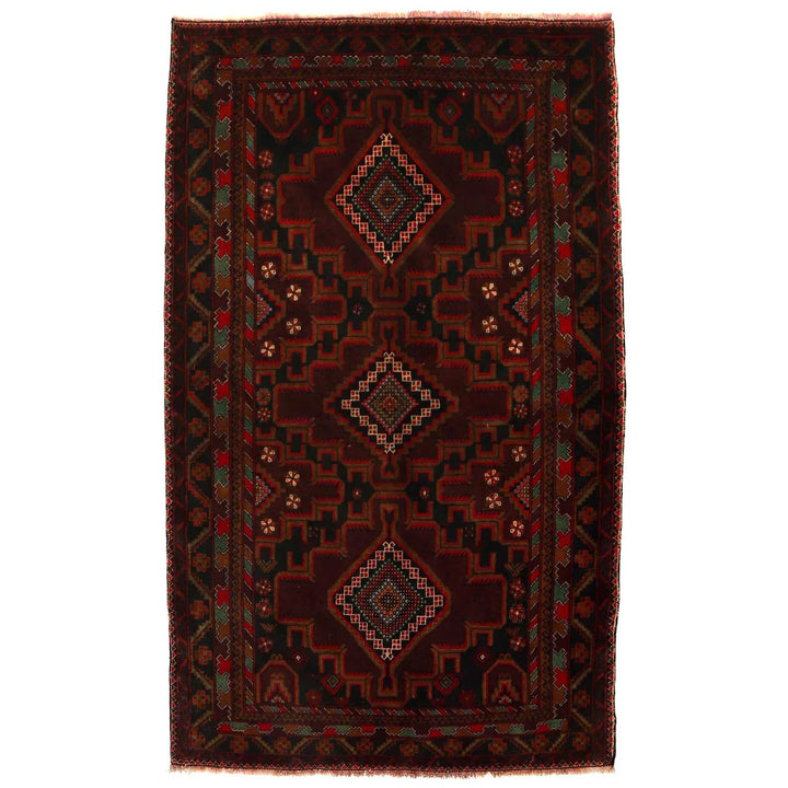 Afghan Baluchi Rug 4' 0" x 6' 8" Hand-Knotted | No. AL46197
