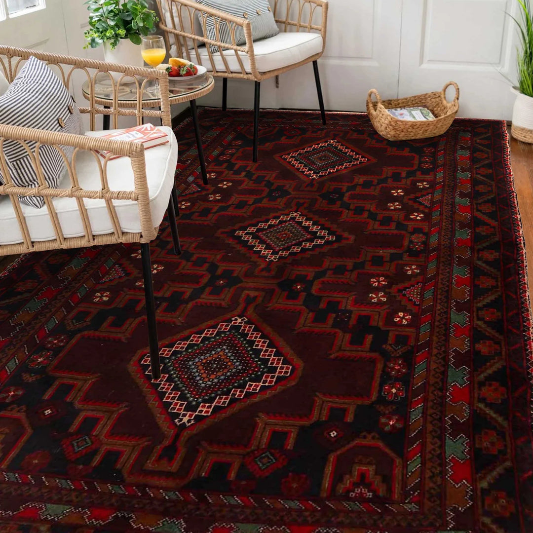 Afghan Baluchi Rug 4' 0" x 6' 8" Hand-Knotted | No. AL46197