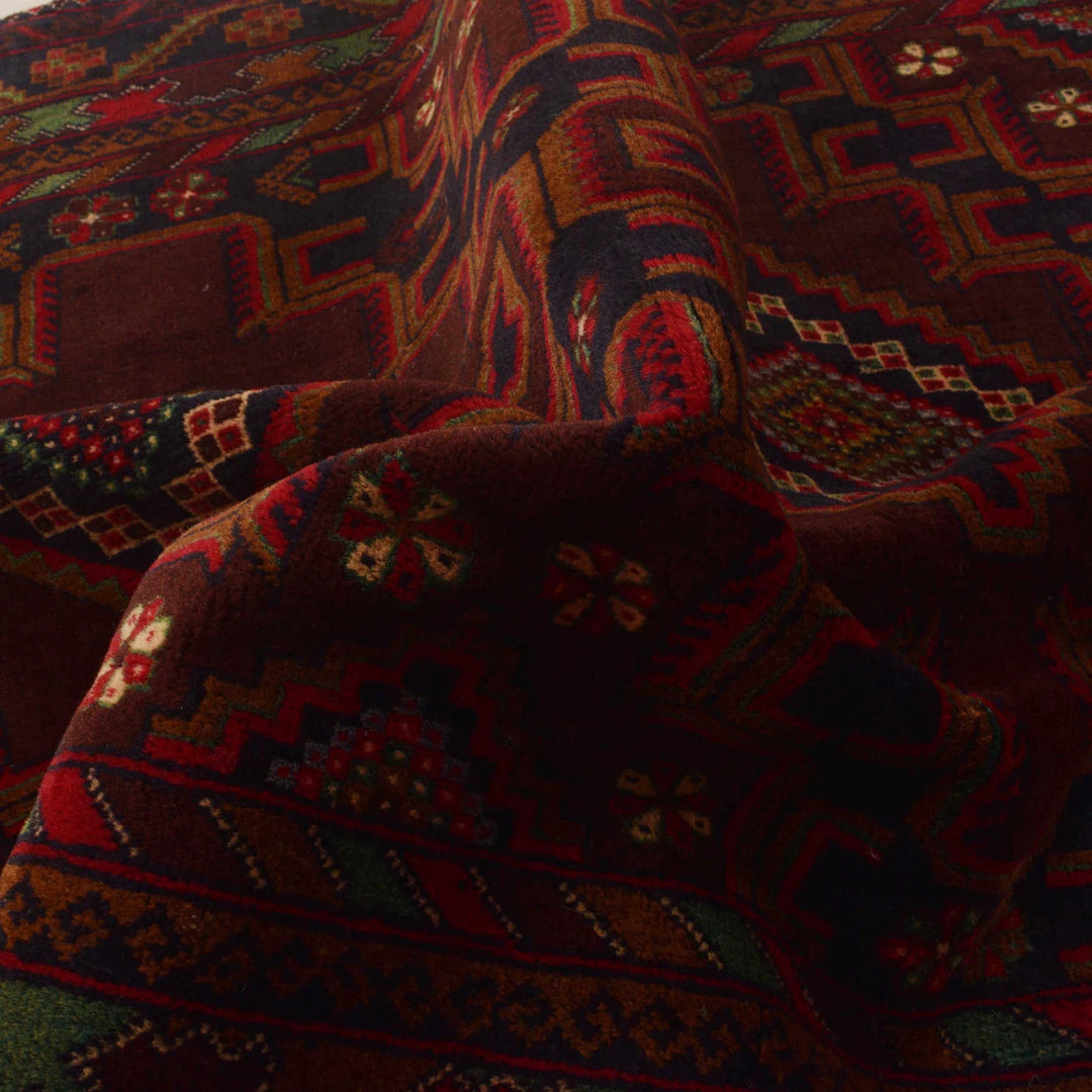 Afghan Baluchi Rug 4' 0" x 6' 8" Hand-Knotted | No. AL46197