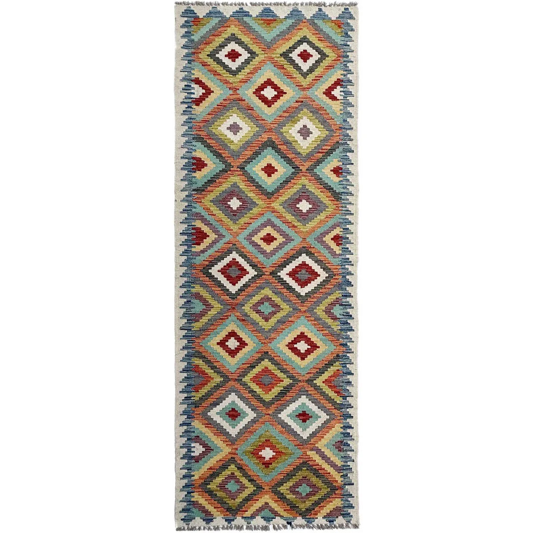 Afghan Vegetable Kilim Rug 2' 9" x 9' 6" Flat-Weave | No. AL462093