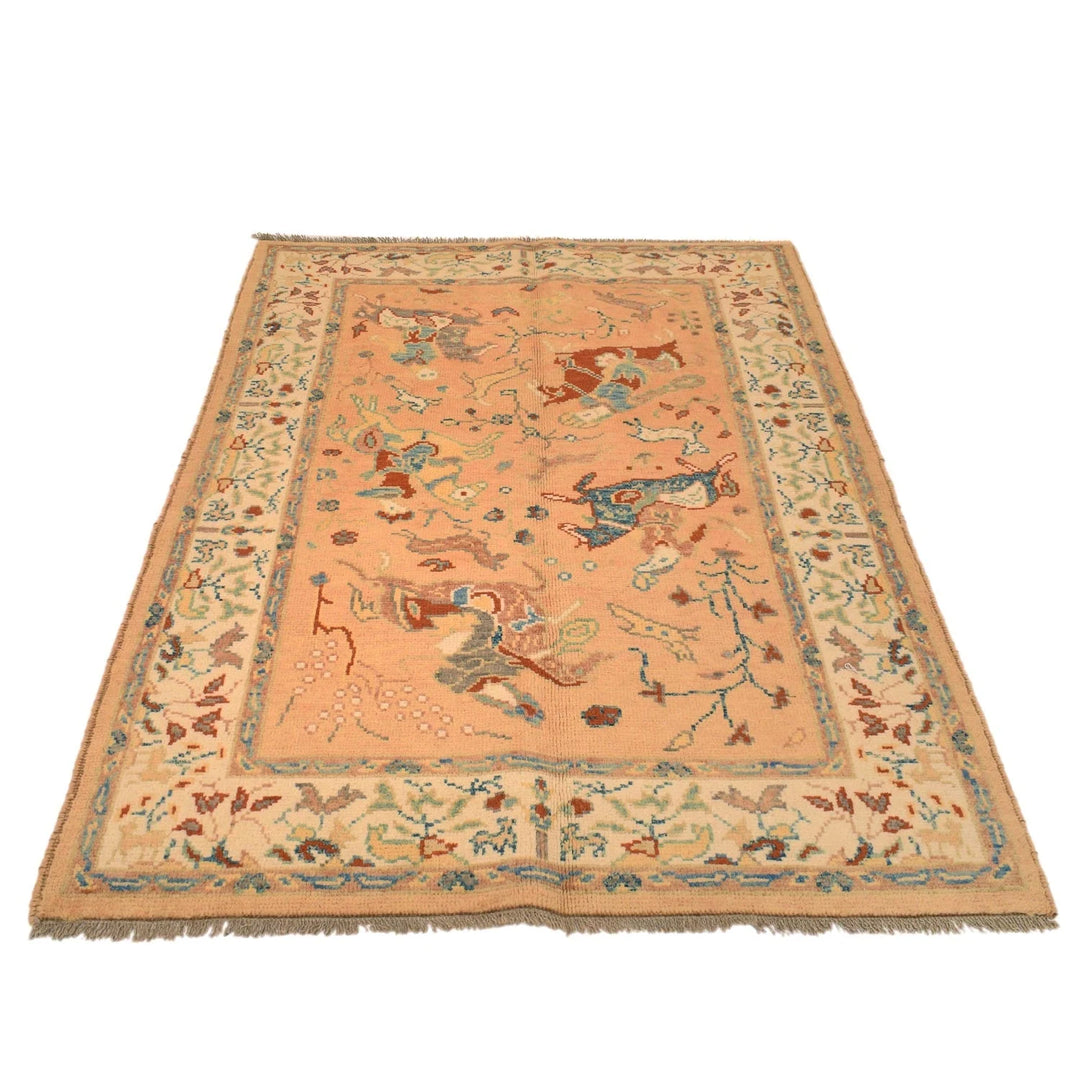 Afghan Pictorial Rug 4' 0" x 5' 10" Hand-Knotted | No. AL46213