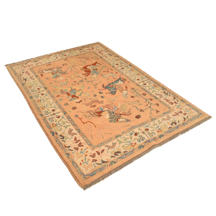 Afghan Pictorial Rug 4' 0" x 5' 10" Hand-Knotted | No. AL46213