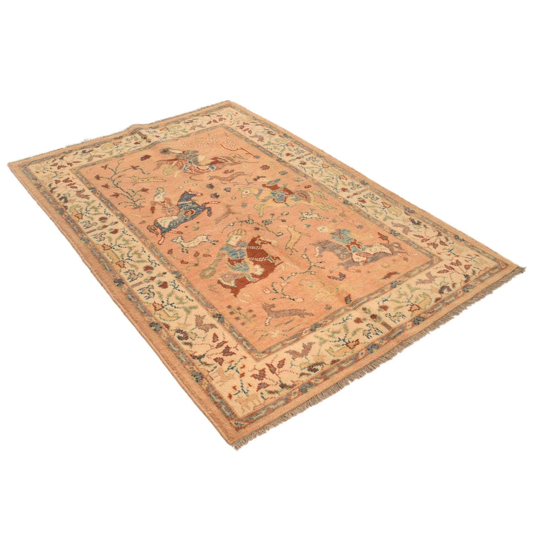 Afghan Pictorial Rug 4' 0" x 5' 10" Hand-Knotted | No. AL46213