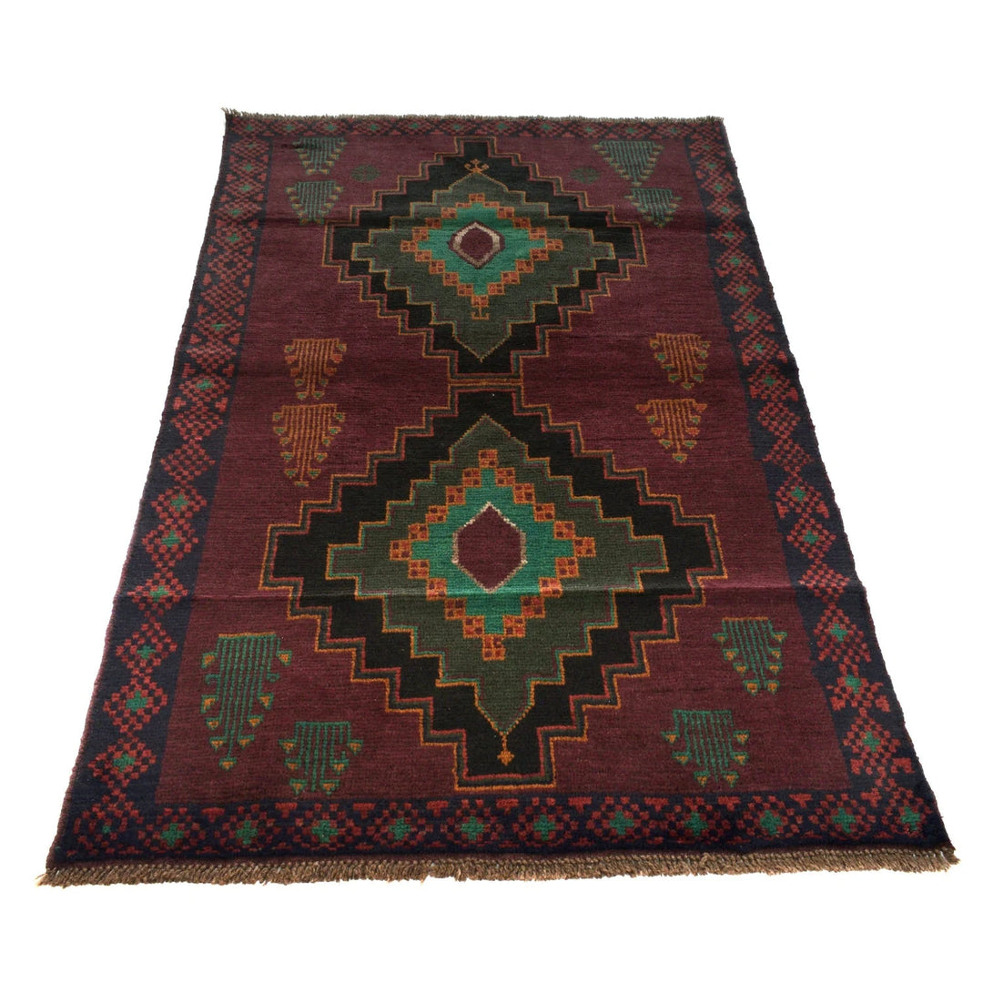 Afghan Baluchi Rug 3' 12" x 6' 7" Hand-Knotted | No. AL46275