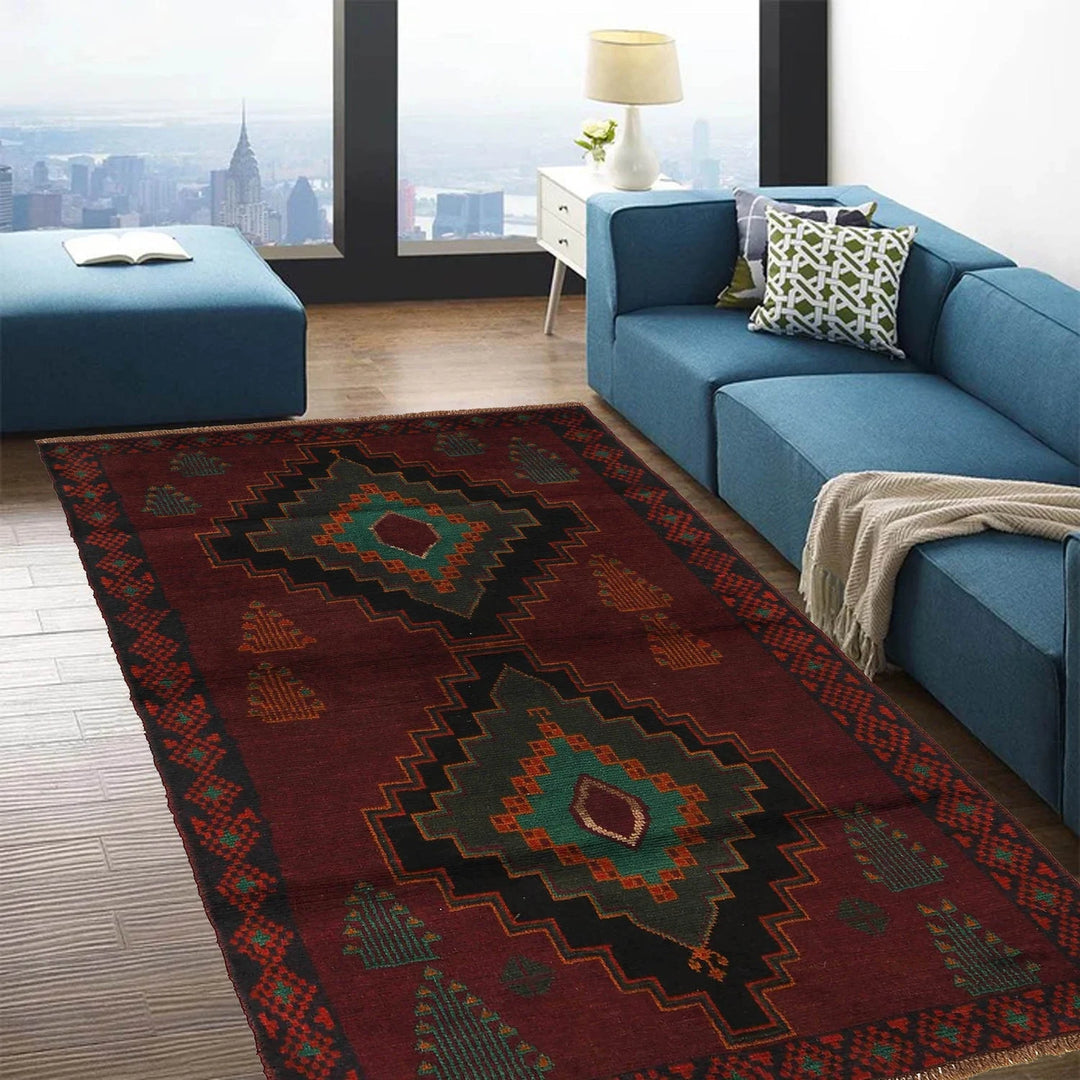 Afghan Baluchi Rug 3' 12" x 6' 7" Hand-Knotted | No. AL46275