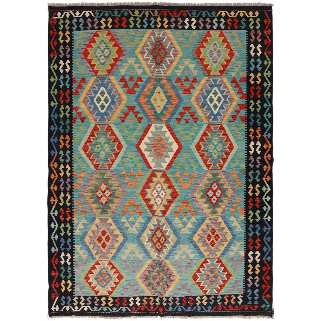 Afghan Chobi Kilim Rug 5' 11" x 8' 3" Flat-Weave | No. AL46292