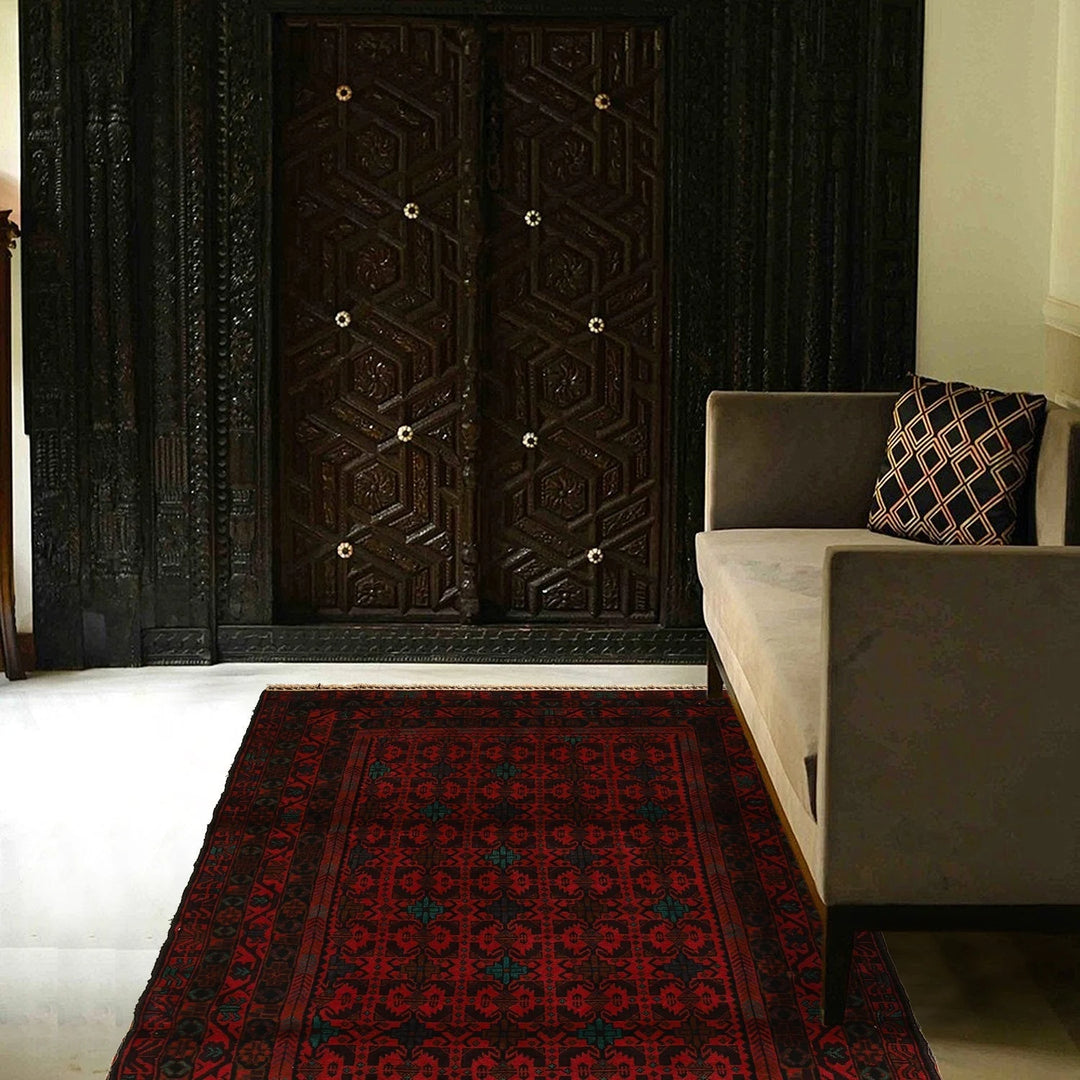 Afghan Baluchi Rug 4' 2" x 6' 1" Hand-Knotted | No. AL46302