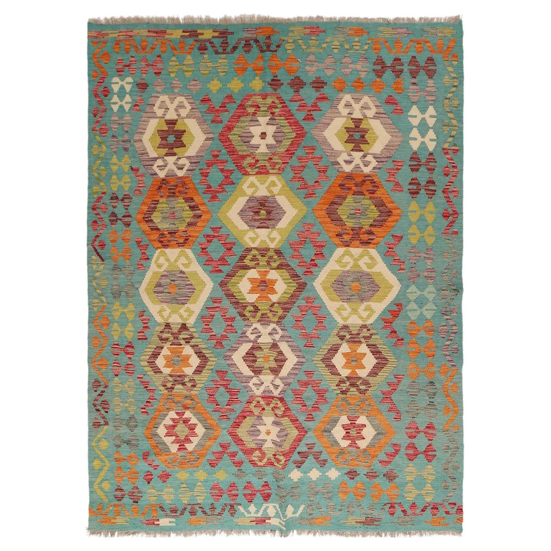 Afghan Kilim Rug 5'9" x 7'10" Flat-Weave | No. AL46440