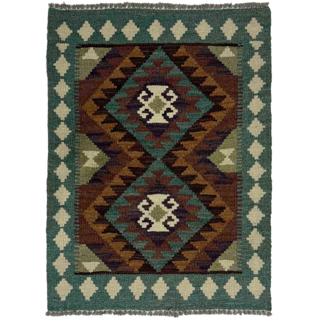 Multicolor Afghan Vegetable Kilim Rug 2' 0" x 2' 9" Flat-Weave | No. AL464492