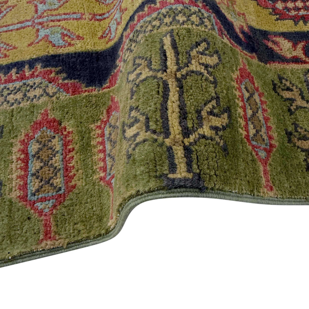 Green Afghan Kazak Rug 1'11" x 6'3" Hand-Knotted | No. AL46485