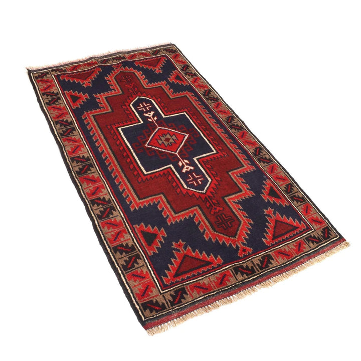 Afghan Baluchi Rug 2' 9" x 5' 2" Hand-Knotted | No. AL46495