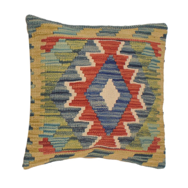 Afghan Kelim Cushion 1' 5" x 1' 6" Flat-Weave | No. AL46604