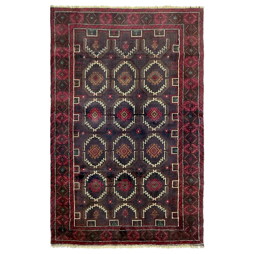 Afghan Baluchi Rug 3' 10" x 6' 4" Hand-Knotted | No. AL46679