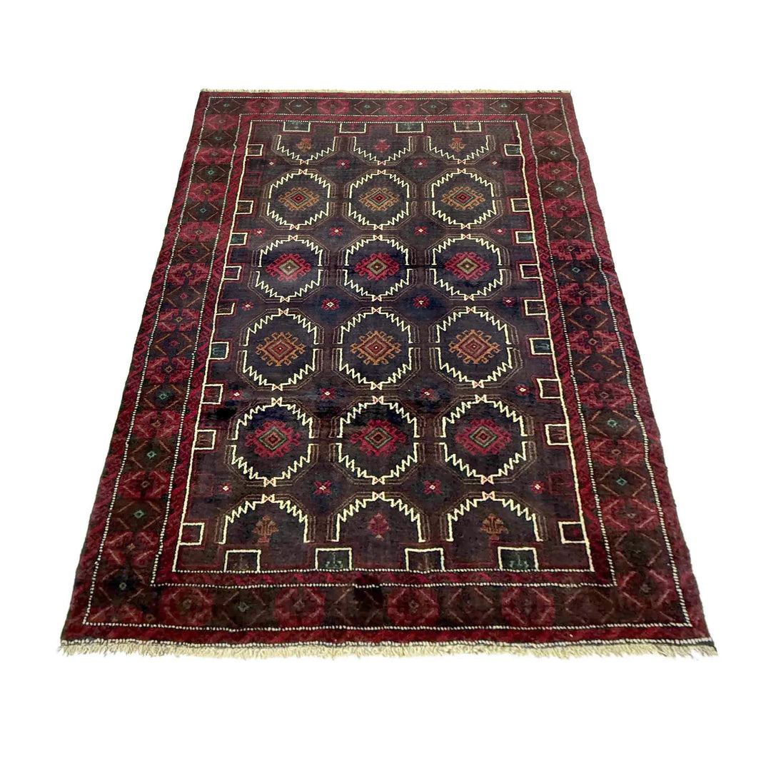 Afghan Baluchi Rug 3' 10" x 6' 4" Hand-Knotted | No. AL46679