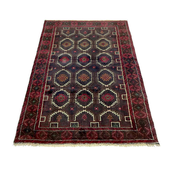 Afghan Baluchi Rug 3' 10" x 6' 4" Hand-Knotted | No. AL46679