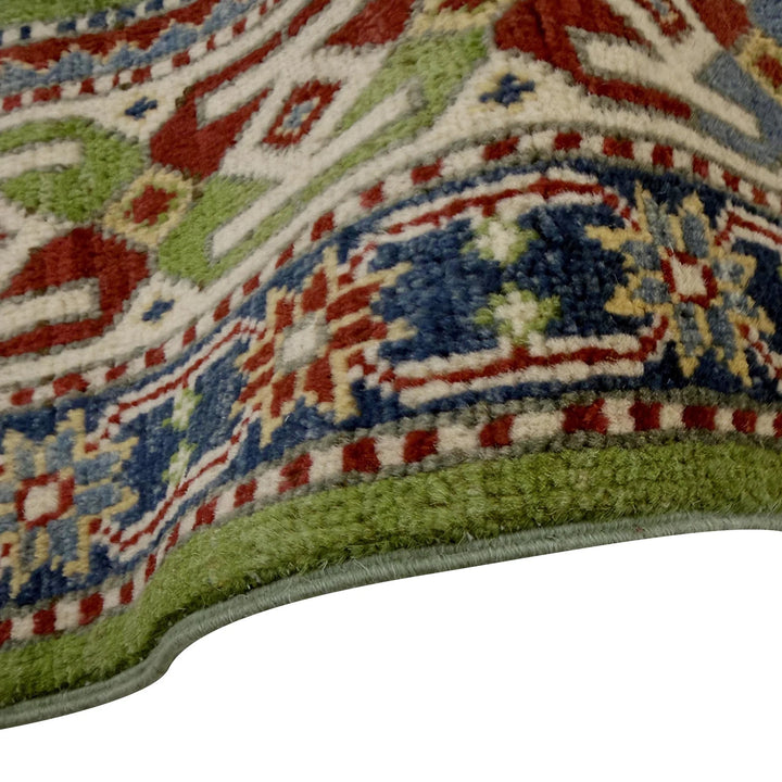 Green Afghan Kazak Rug 3' 11" x 5' 11" Hand-Knotted | No. AL46698