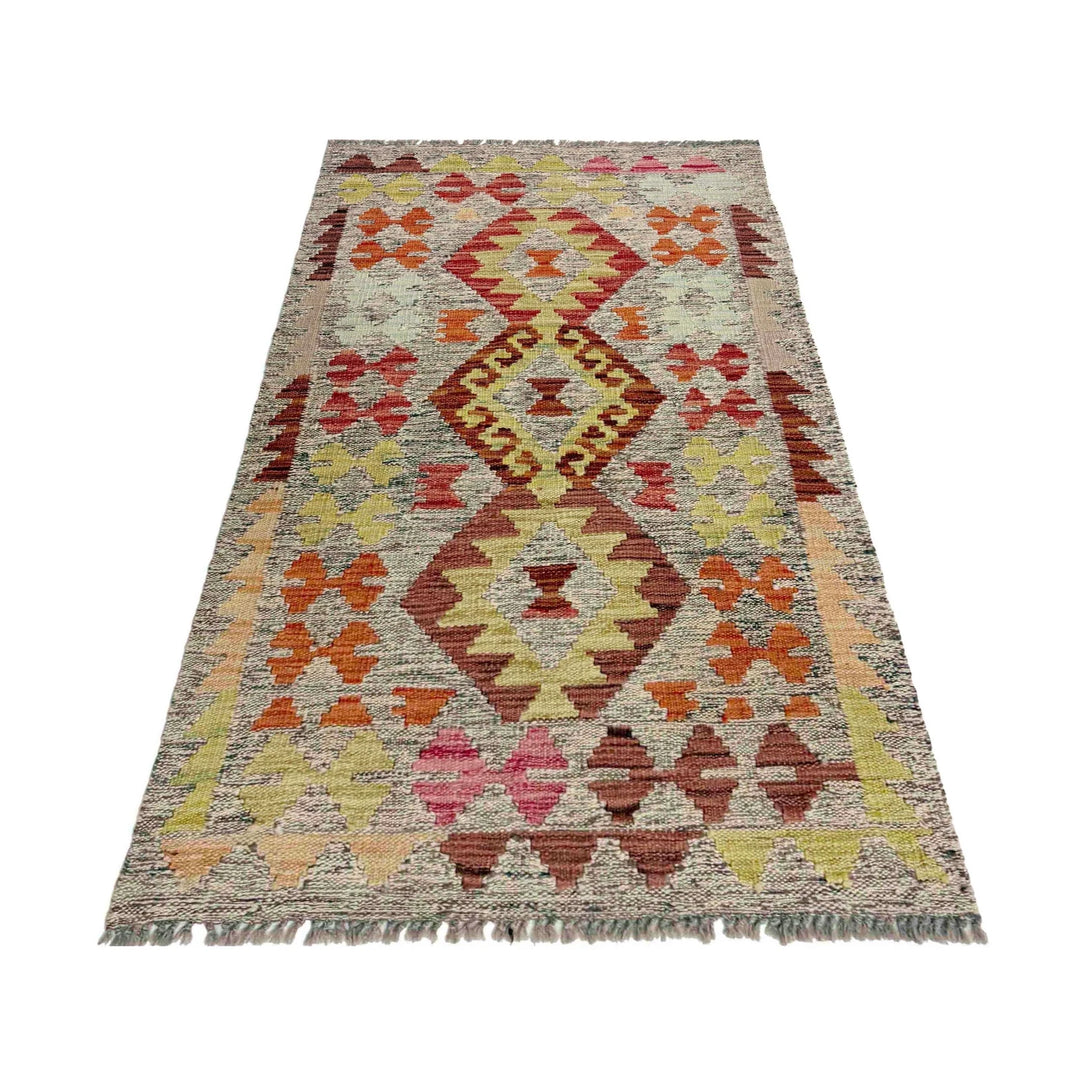 Afghan Vegetable Kilim Rug 2' 6" x 4' 5" Flat-Weave | No. AL467166