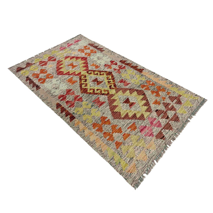 Afghan Vegetable Kilim Rug 2' 6" x 4' 5" Flat-Weave | No. AL467166