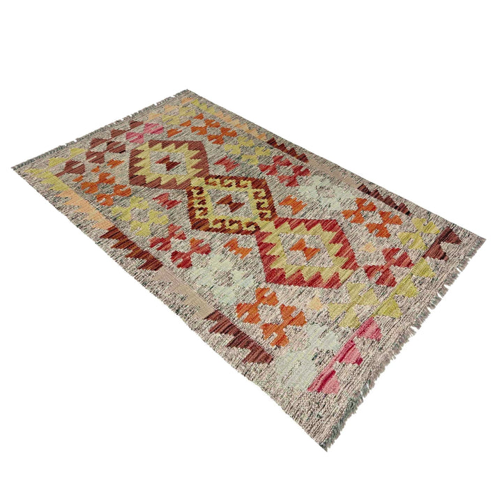 Afghan Vegetable Kilim Rug 2' 6" x 4' 5" Flat-Weave | No. AL467166