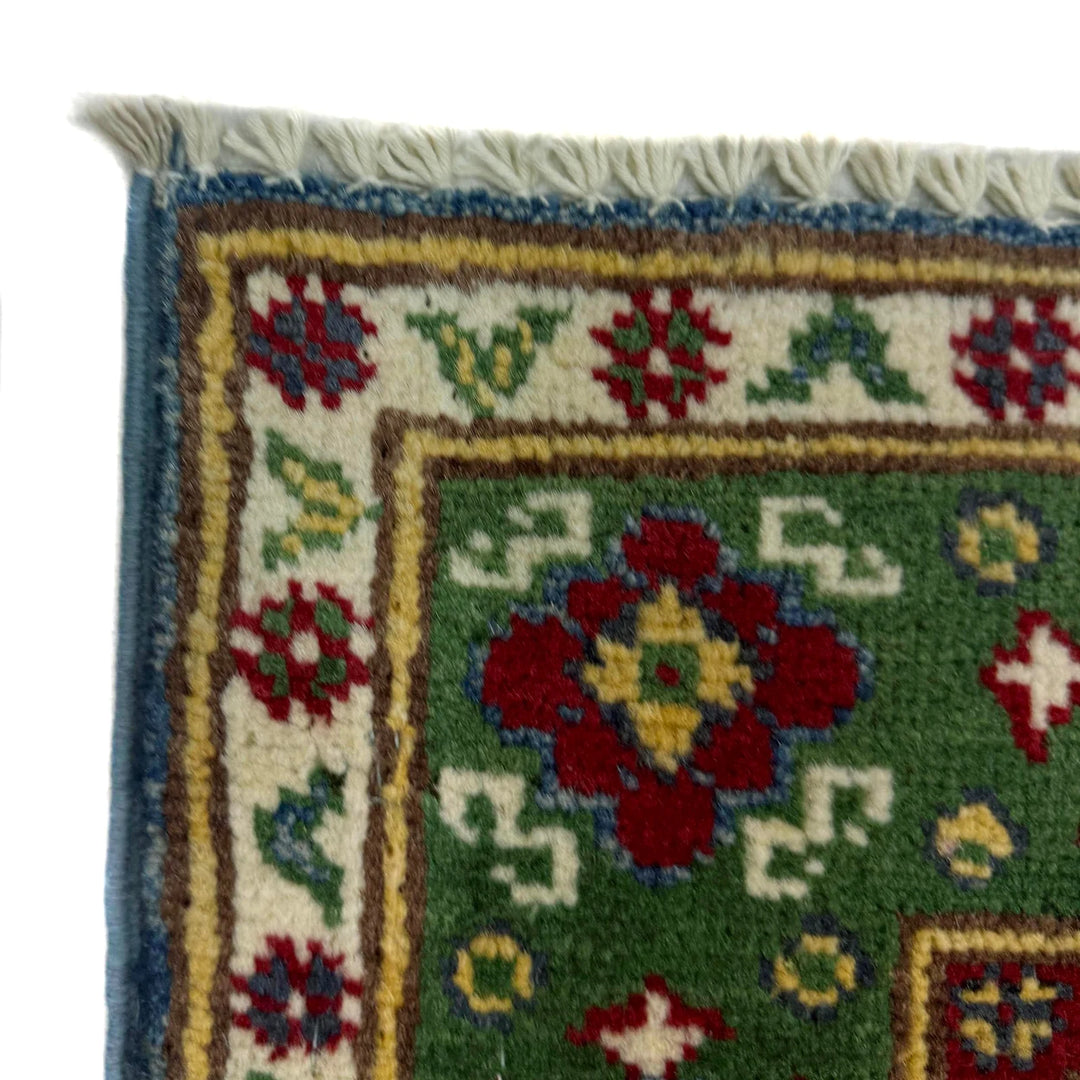 Blue Afghan Kazak Rug 2' 7" x 3' 11" Hand-Knotted | No. AL46724