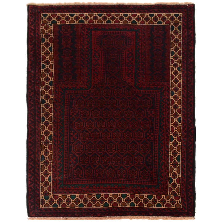 Afghan Prayer Rug 2' 11" x 4' 4" Hand-Knotted | No. AL46732