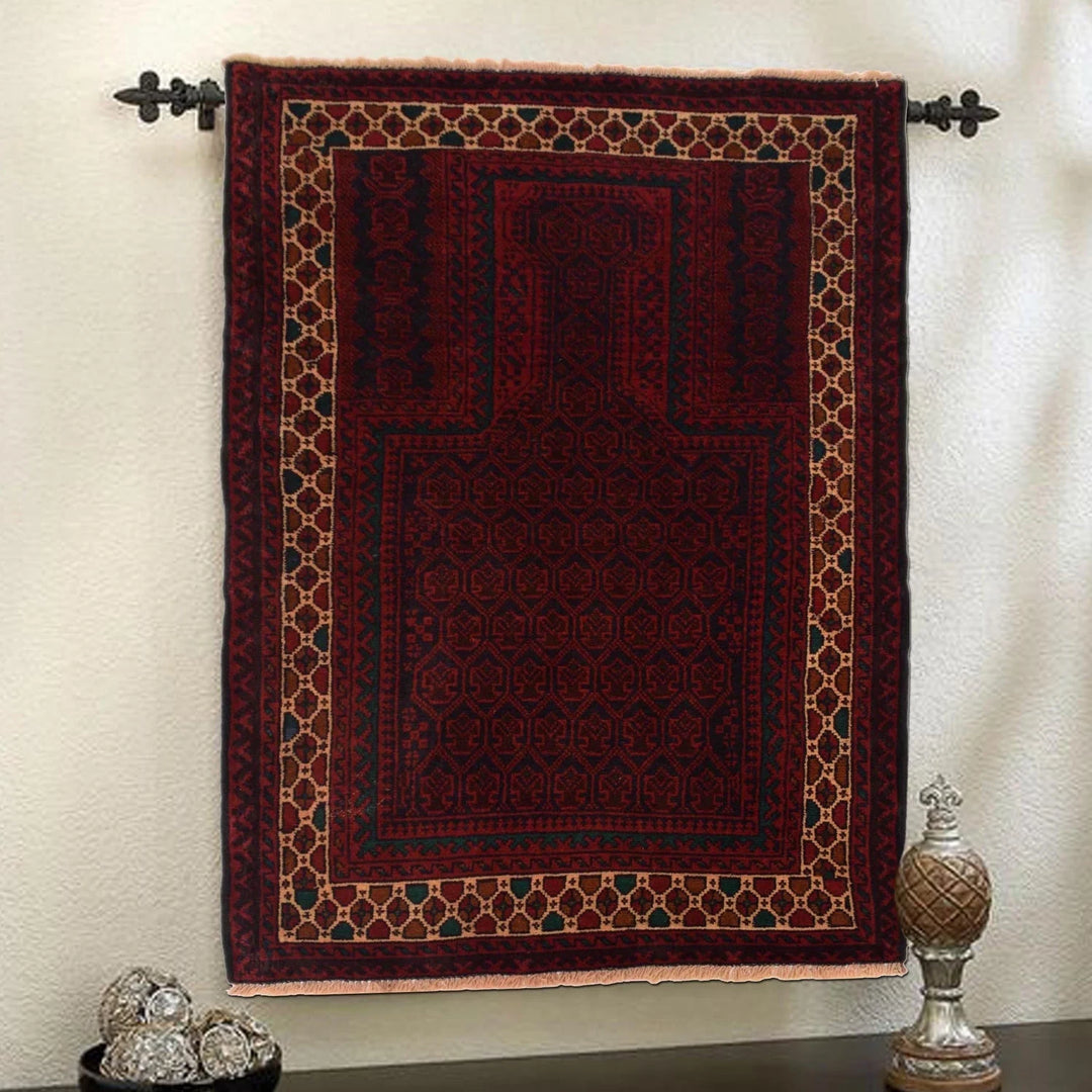 Afghan Prayer Rug 2' 11" x 4' 4" Hand-Knotted | No. AL46732