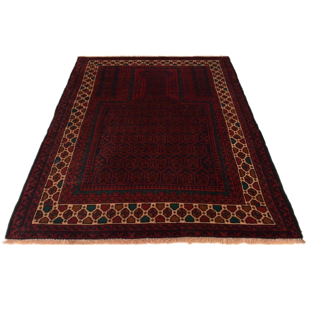 Afghan Prayer Rug 2' 11" x 4' 4" Hand-Knotted | No. AL46732