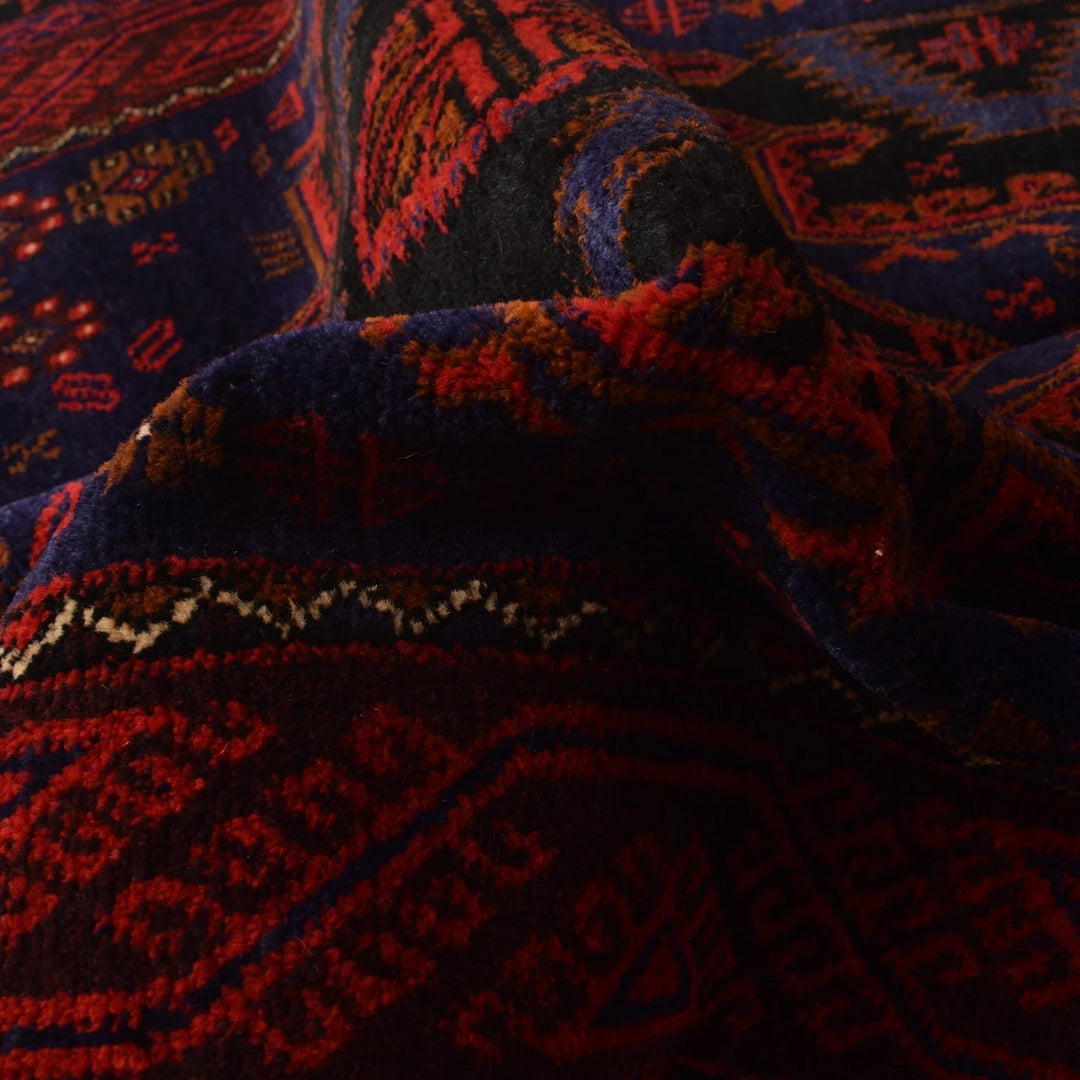 Red Afghan Baluchi Rug 4' 4" x 6' 0" Hand-Knotted | No. AL46806
