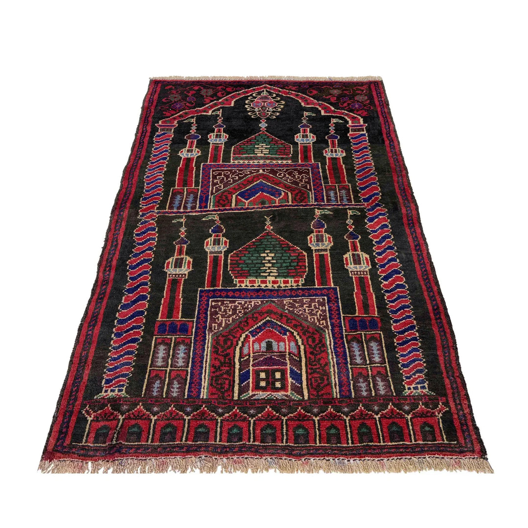 Afghan Prayer Rug 2' 6" x 3' 9" Hand-Knotted | No. AL46814