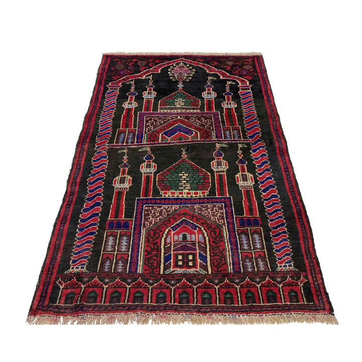 Afghan Prayer Rug 2' 6" x 3' 9" Hand-Knotted | No. AL46814